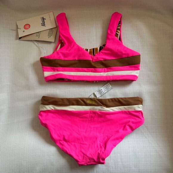 Maaji Girls' Standard Bikini Set Iceland Radiant Pink Reversible 4 - Picture 4 of 11